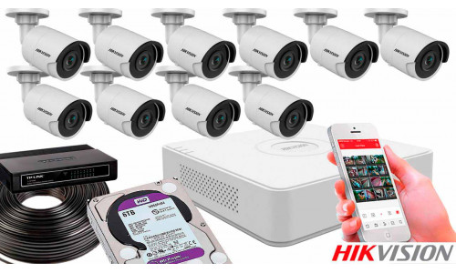 Комплект видеонаблюдения на 10 камер для улицы 8mp IP